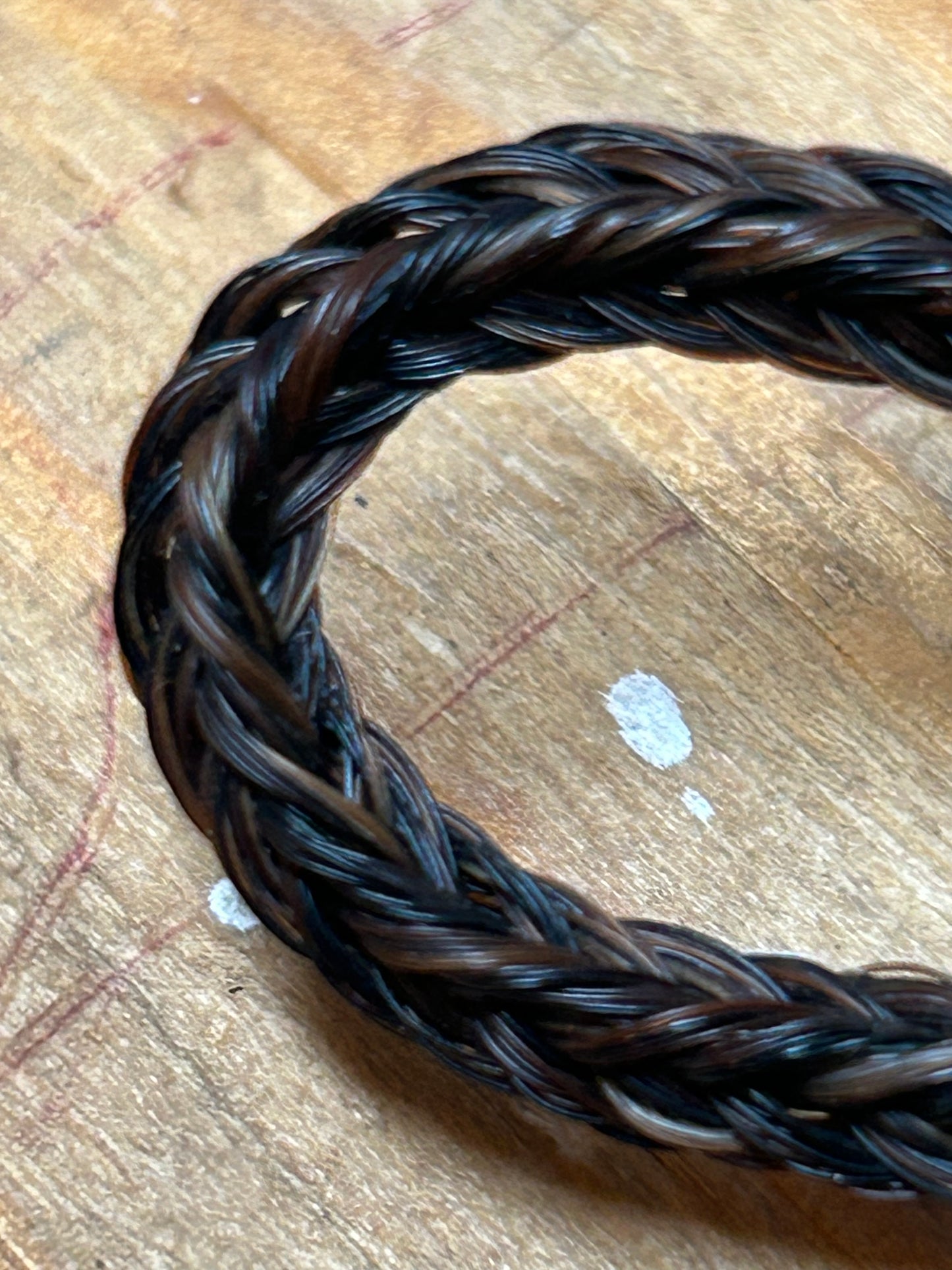 Picture of the tassel loop made of braided horse hair.